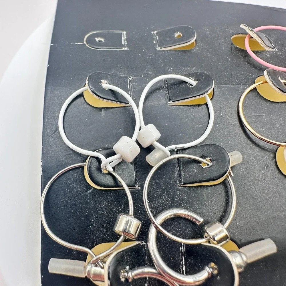 Vintage 90s Hoop Earrings Set‎ Glass Bead Classic Boho Fashion Women's Jewelry